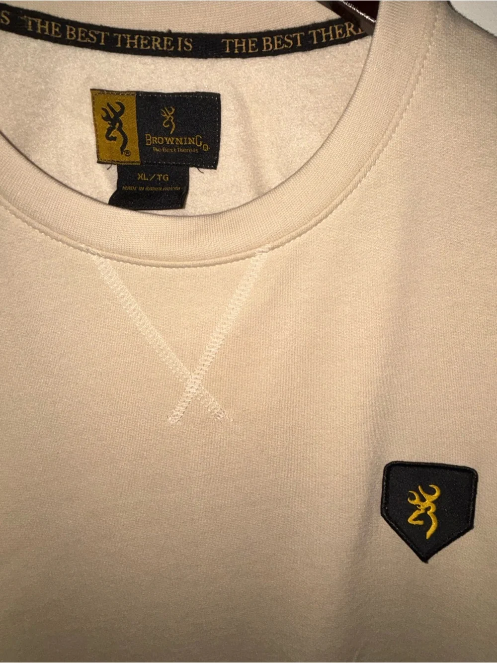 Browning Beige Crewneck Sweater with Logo Patch